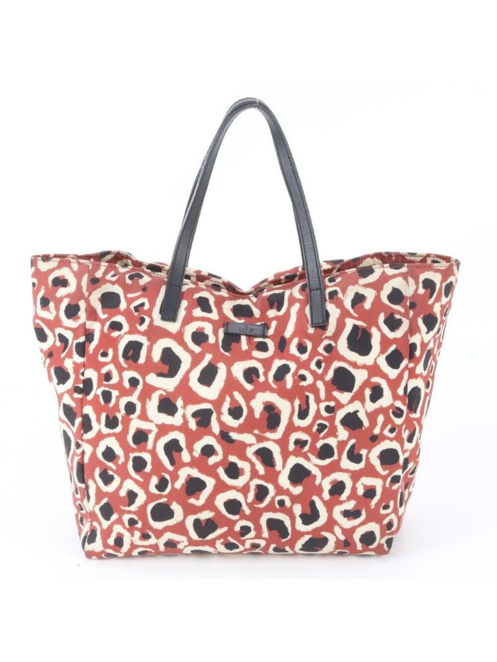 Gucci Leopard Print Animal Leather Tote Bag